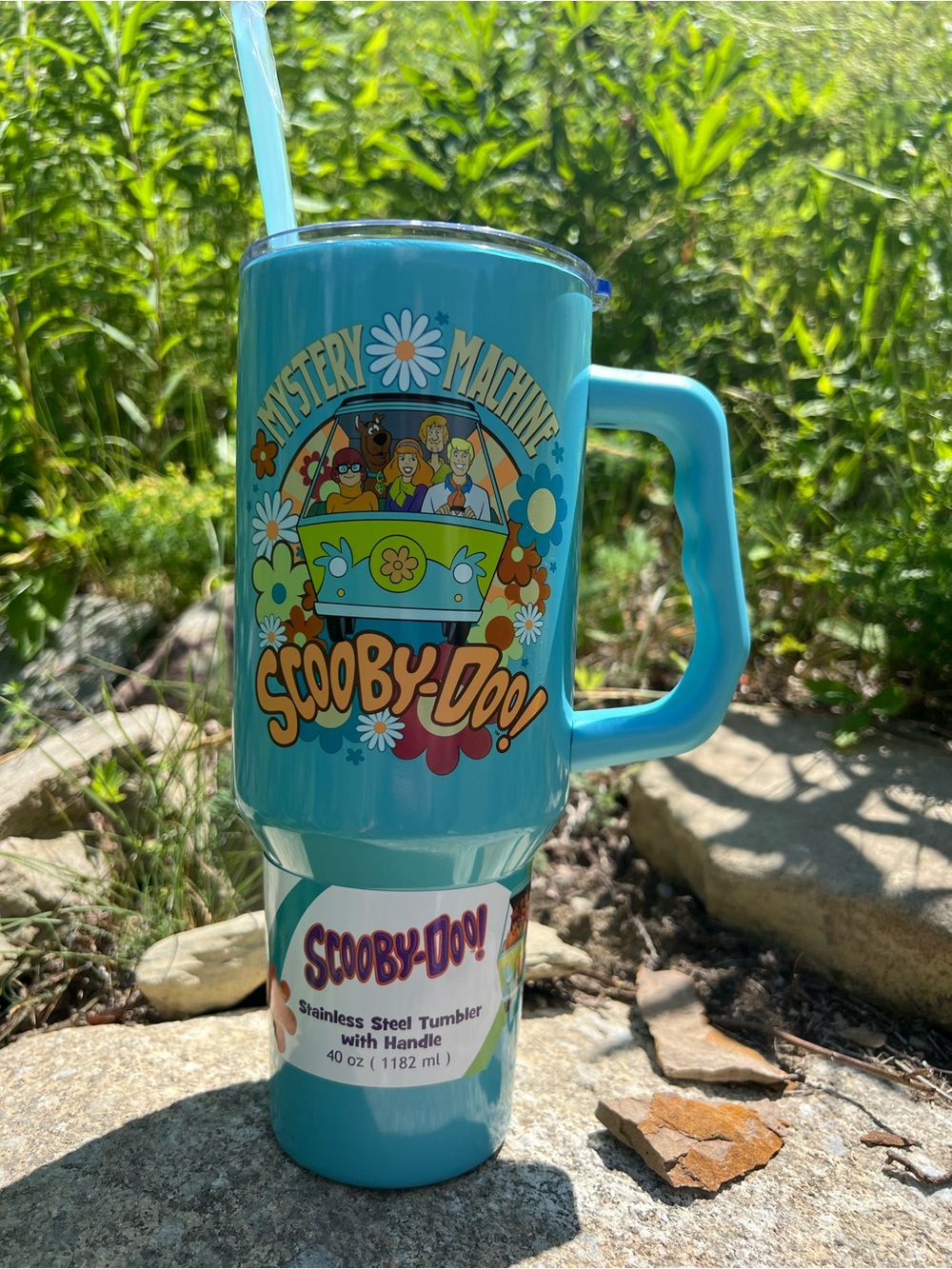 Scooby-Doo Mystery Machine 40oz Turquoise Tumbler with Handle and Straw. New
